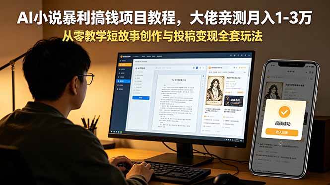 (18913期)AI小说暴利搞钱项目教程-更新,大佬亲测月入1-3万,从零教学短故事创作与投稿变现全套玩法 (18913期)AI小说暴利搞钱项目教程-更新,大佬亲测月入1-3万,从零教学短故事创作与投稿变现全套玩法