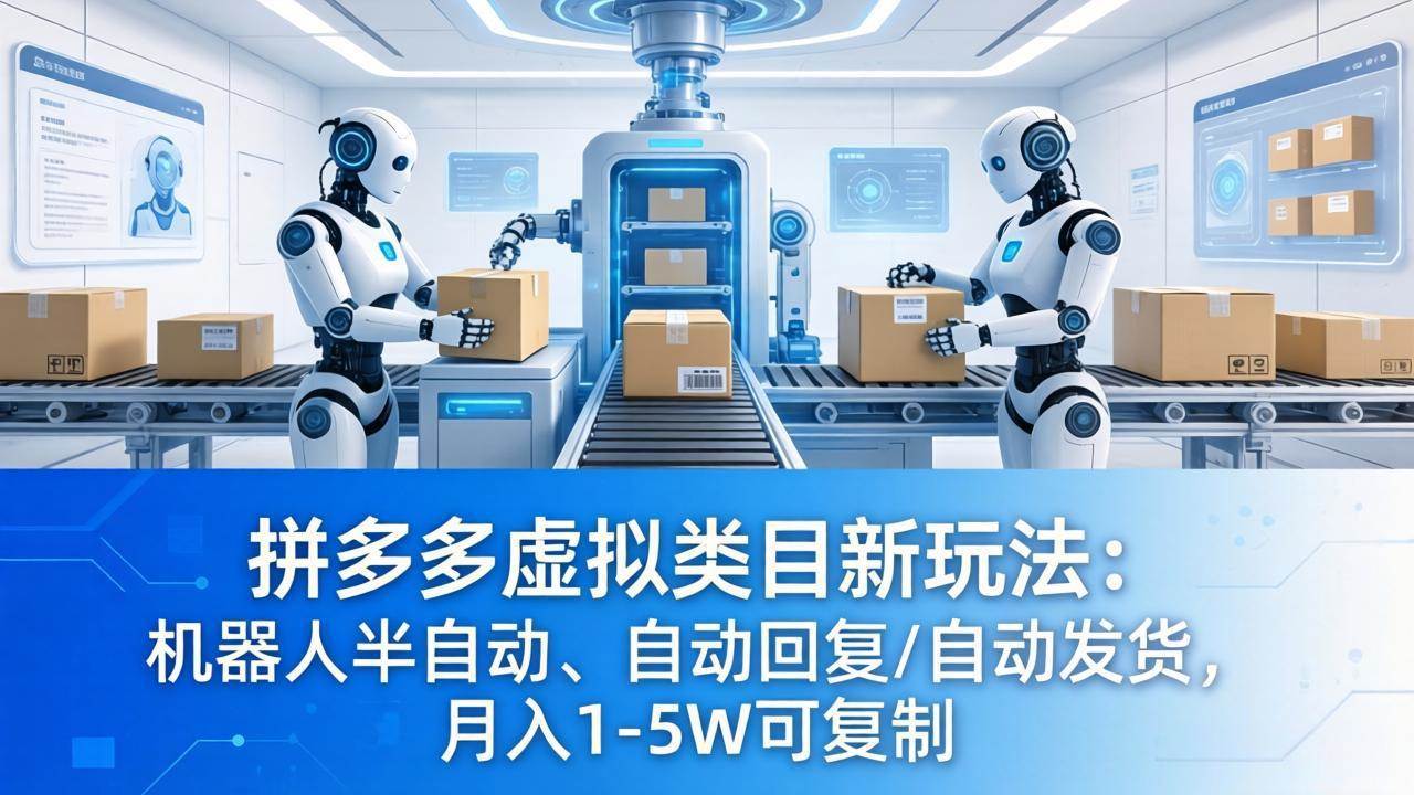 （18038期）拼多多虚拟类目新玩法：机器人半自动、自动回复 /自动发货，月入 1-5W 可复制-卓越网创