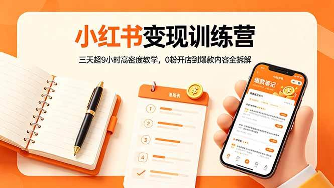 (18337期)小红书变现训练营:三天超9小时高密度教学,0粉开店到爆款内容全拆解-卓越网创