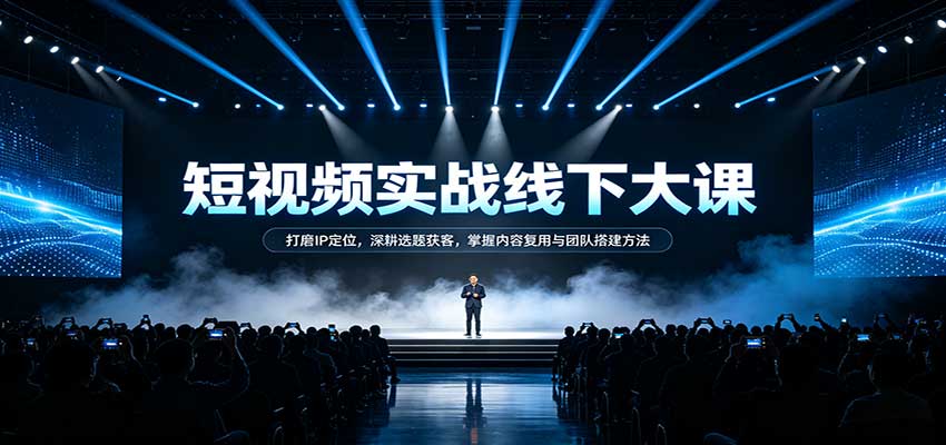短视频实战线下大课:打磨IP定位,深耕选题获客,掌握内容复用与团队搭建方法-卓越网创