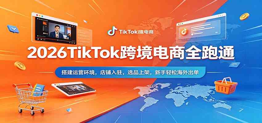 2026TikTok跨境电商全跑通:搭建运营环境,店铺入驻,选品上架,新手轻松海外出单-卓越网创