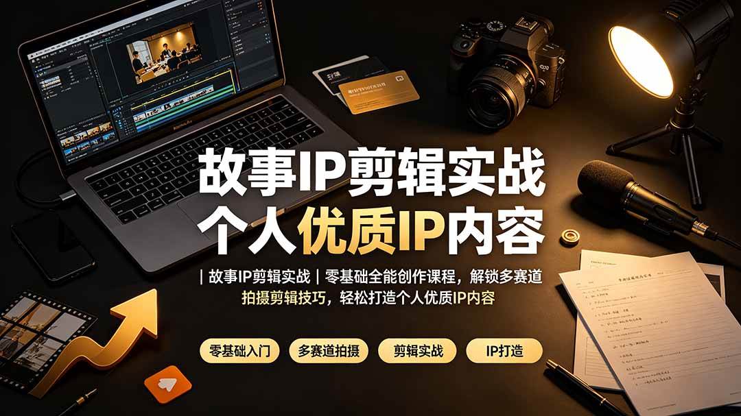 （19550期）故事IP剪辑实战｜零基础全能创作课程，解锁多赛道拍摄剪辑技巧，轻松打造个人优质IP内容-卓越网创