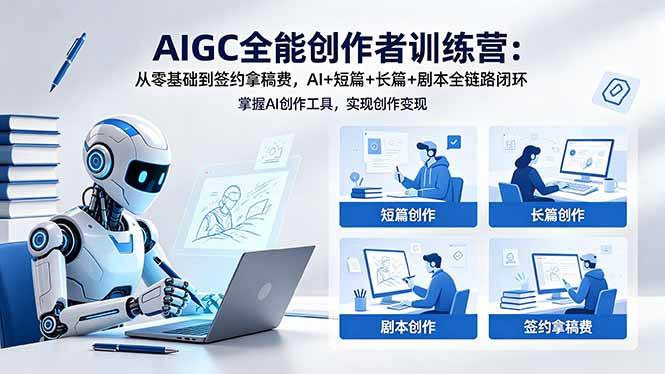(18403期)AIGC全能创作者训练营:从零基础到签约拿稿费,AI+短篇+长篇+剧本全链路闭环-卓越网创
