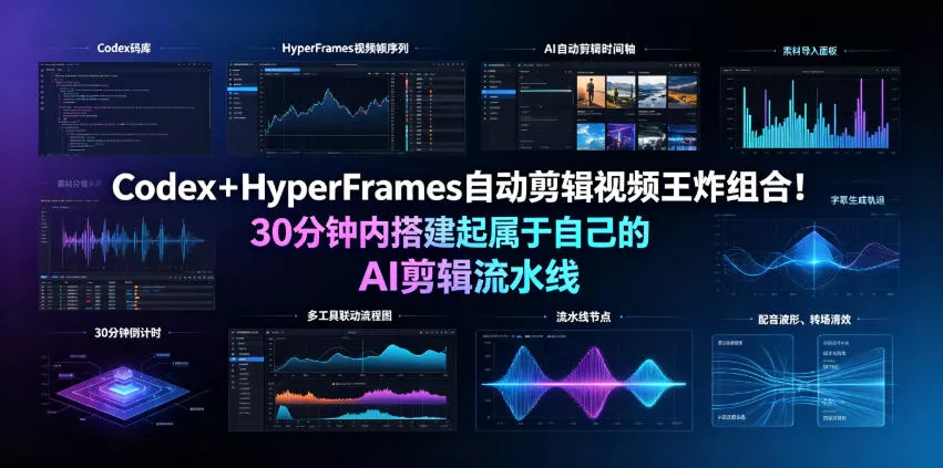 Codex＋HyperFrames自动剪辑视频王炸组合！30分钟内搭建起属于自己的AI剪辑流水线(完整版实操教程手册)-卓越网创