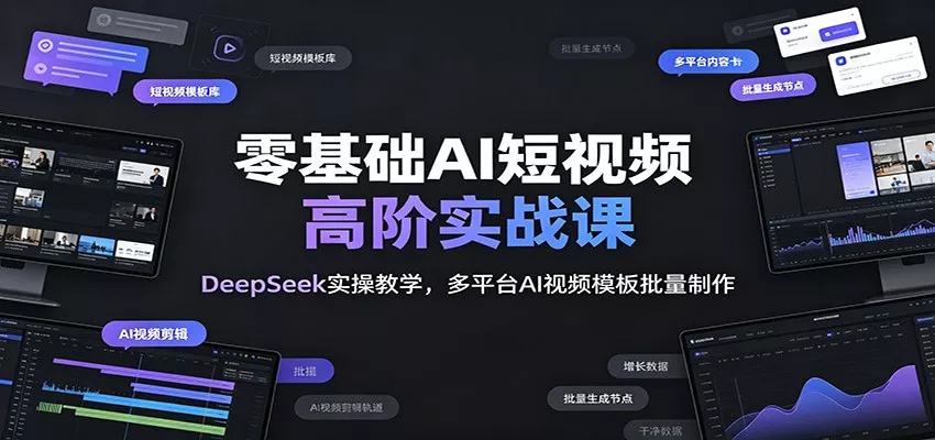零基础AI短视频高阶实战课:DeepSeek实操教学,多平台AI视频模板批量制作-卓越网创