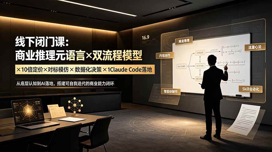 (19381期)线下闭门课:商业推理元语言×双流程模型×10倍定价×对标模仿×数据化决策×Claude Code落地,击穿认知盲区 (19381期)线下闭门课:商业推理元语言×双流程模型×10倍定价×对标模仿×数据化决策×Claude Code落地,击穿认知盲区