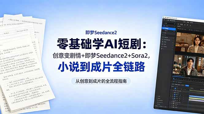 (18537期)零基础学AI短剧:创意变剧情+即梦Seedance2+Sora2,小说到成片全链路 (18537期)零基础学AI短剧:创意变剧情+即梦Seedance2+Sora2,小说到成片全链路
