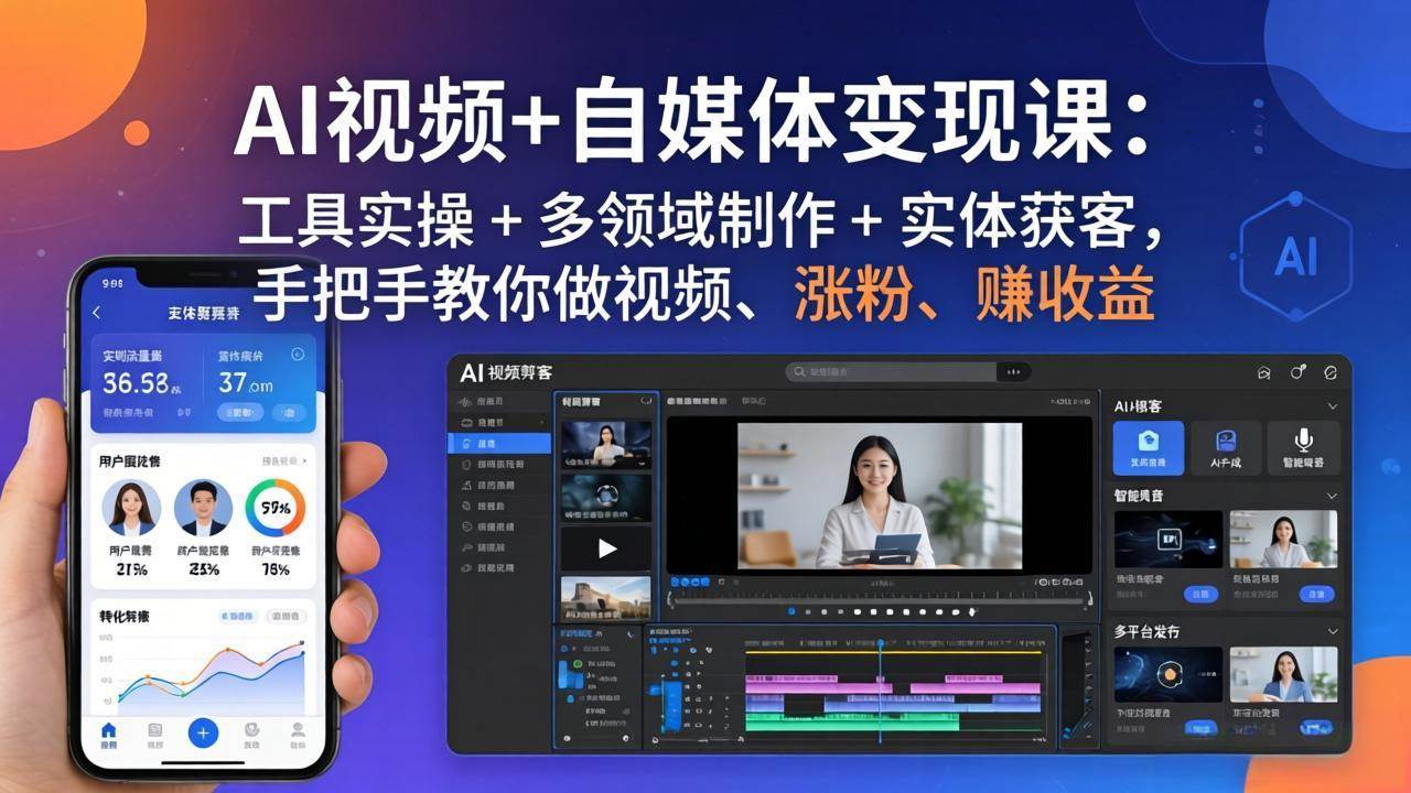 (17891期)AI视频+自媒体变现课:工具实操 + 多领域制作 + 实体获客,手把手教你做视频、涨粉、赚收益 (17891期)AI视频+自媒体变现课:工具实操 + 多领域制作 + 实体获客,手把手教你做视频、涨粉、赚收益