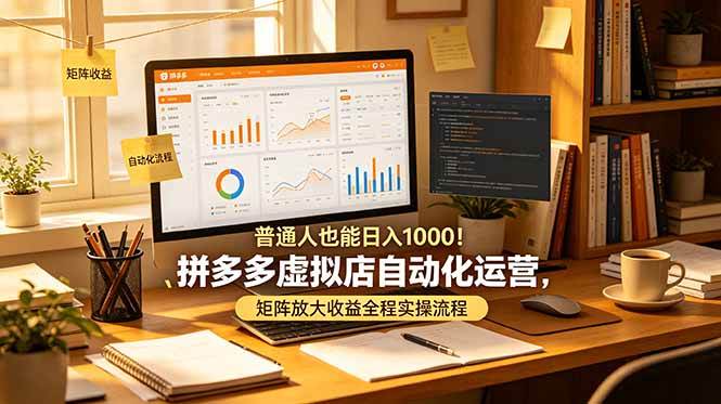 （19022期）普通人也能日入 1000！拼多多虚拟店自动化运营，矩阵放大收益全程实操流程-卓越网创
