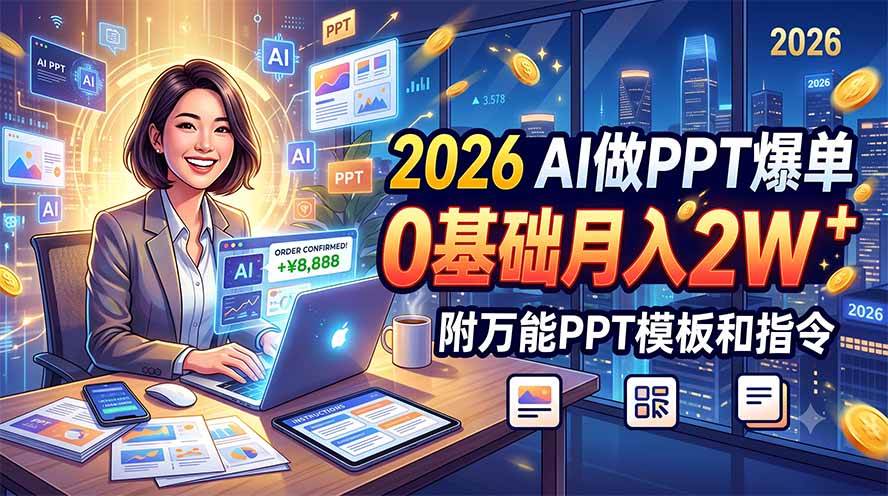 (19284期)2026 AI做PPT爆单,0基础月入2W,附万能PPT模板和指令 (19284期)2026 AI做PPT爆单,0基础月入2W,附万能PPT模板和指令