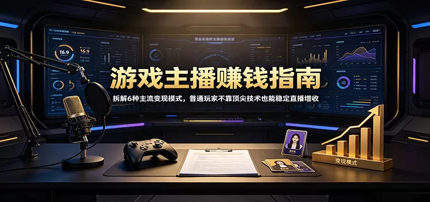 游戏主播赚钱指南：拆解6种主流变现模式，普通玩家不靠顶尖技术也能稳定直播增收-卓越网创