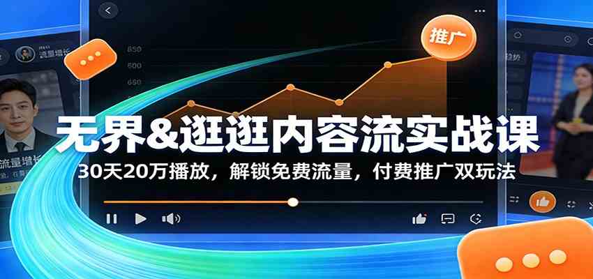 无界&逛逛内容流实战课:30天20万播放,解锁免费流量,付费推广双玩法-卓越网创