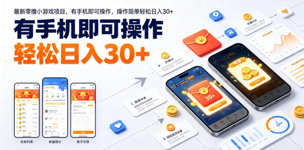 最新零撸小游戏项目，有手机即可操作，操作简单轻松日入30+-卓越网创