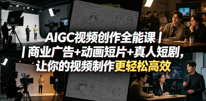 AIGC视频创作全能课|商业广告+动画短片+真人短剧,让你的视频制作更轻松高效 AIGC视频创作全能课|商业广告+动画短片+真人短剧,让你的视频制作更轻松高效
