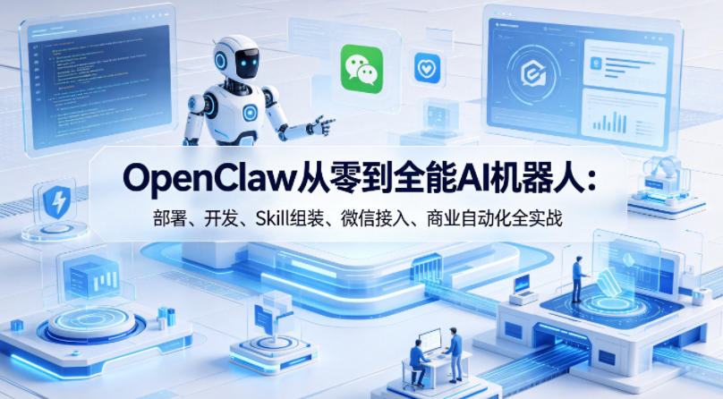 OpenClaw从零到全能AI机器人部署开发Skill组装微信接入商业自动化-卓越网创