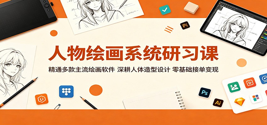 人物绘画系统研习课:精通多款主流绘画软件,深耕人体造型设计,零基础接单变现-卓越网创