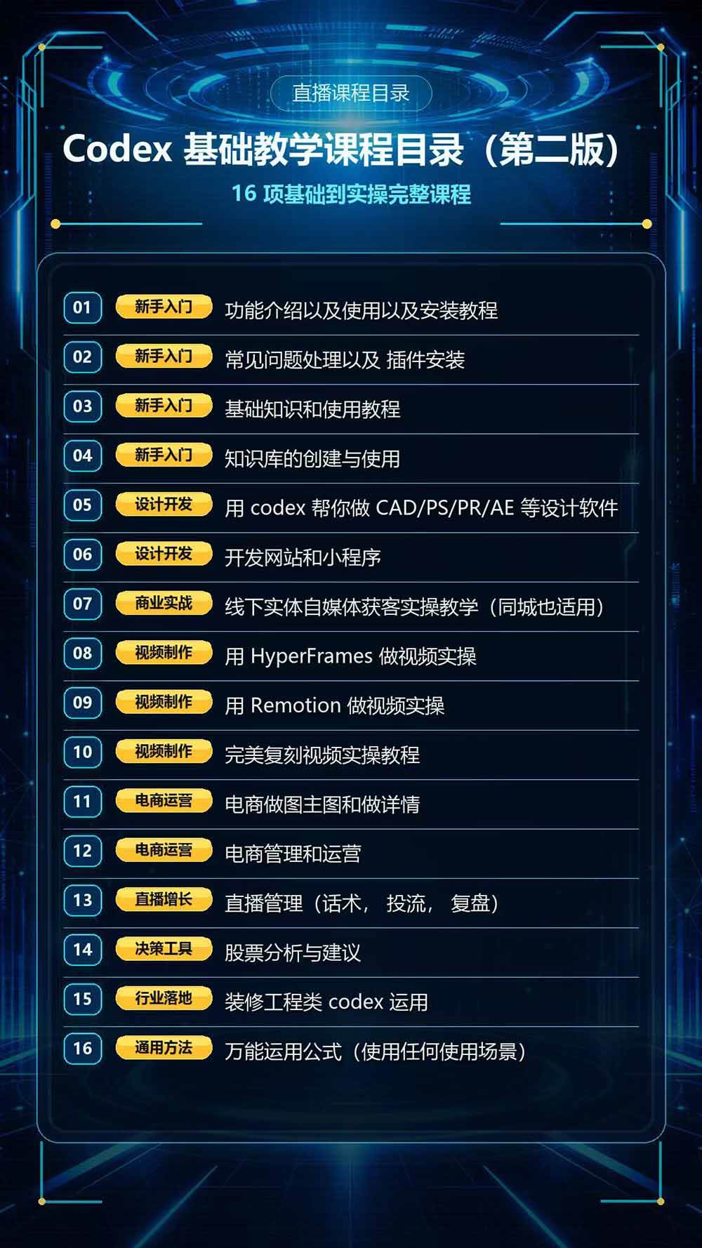 （20089期）Codex全场景系统实操课-第2期：从安装插件、知识库到设计视频、电商直播与网站开发，掌握AI真实业务落地完整流程