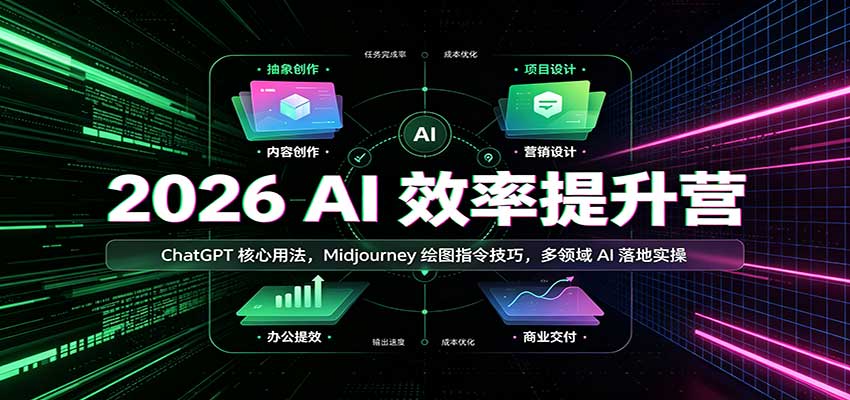 2026 AI效率提升营:ChatGPT核心用法,Midjourney绘图指令技巧,多领域AI落地实操-卓越网创