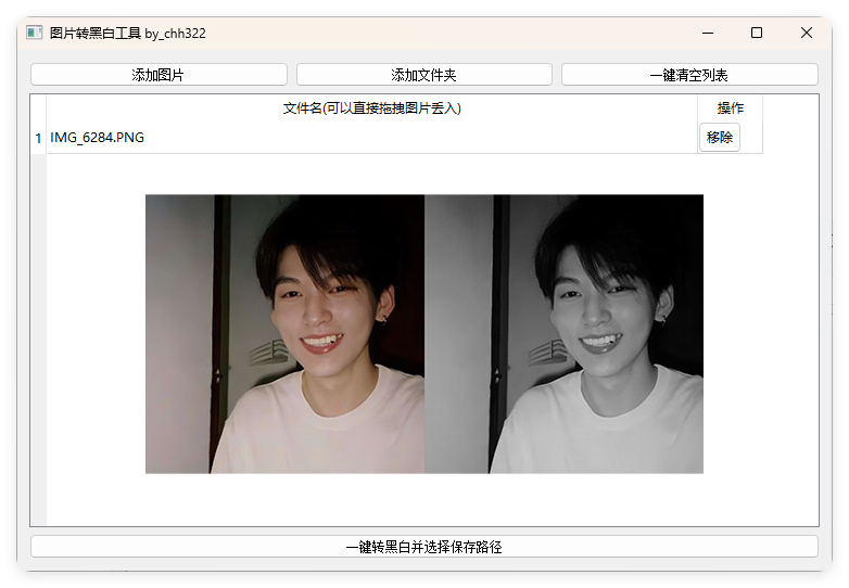 图片批量转黑白添水印工具-卓越网创