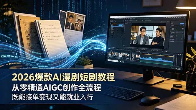 2026 爆款 AI 漫剧短剧教程 从零精通 AIGC 创作全流程 既能接单变现又能就业入行-卓越网创