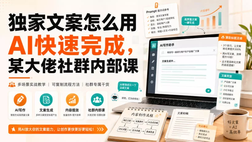 独家文案怎么用AI快速完成，某大佬社群内部课-卓越网创