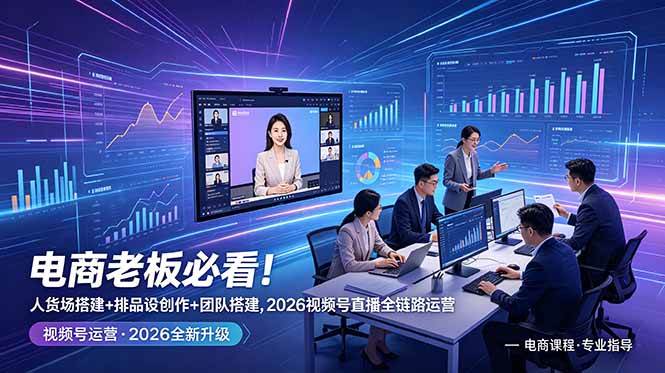 (18845期)电商老板必看!人货场搭建+排品设计+素材创作+团队搭建,2026视频号直播全链路运营 (18845期)电商老板必看!人货场搭建+排品设计+素材创作+团队搭建,2026视频号直播全链路运营