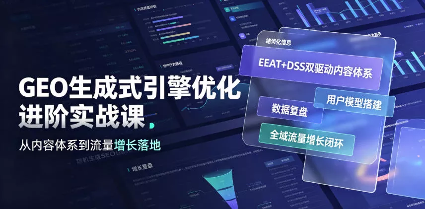 GEO生成式引擎优化进阶实战课｜EEAT+DSS双驱动内容体系、用户模型搭建、数据复盘、全域流量增长闭环落地教程-卓越网创
