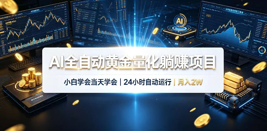 AI全自动黄金量化躺賺项目，24小时自动运行，月入2W！-卓越网创