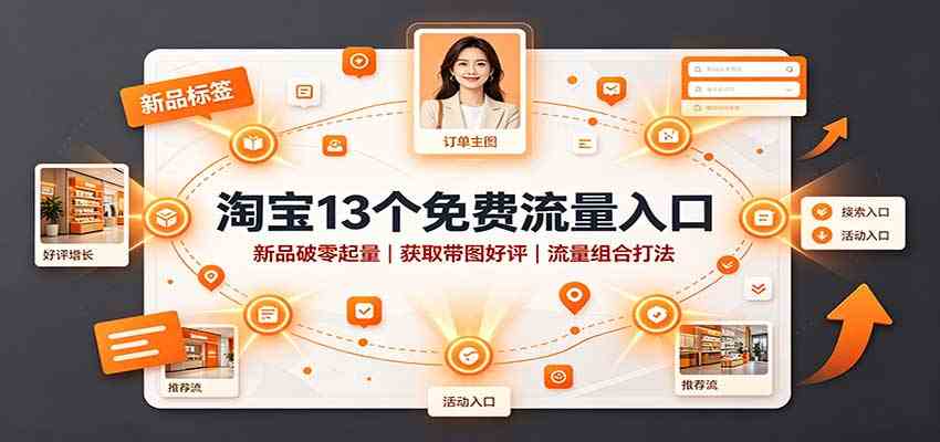淘宝13个免费流量入口:新品破零起量,获取带图好评,流量组合打法-卓越网创