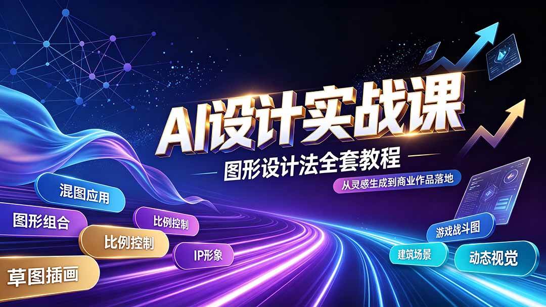 （19554期）AI设计实战课｜图形设计法全套教程，解锁AI工作流技法，精通插画IP、建筑、游戏视觉创作-卓越网创