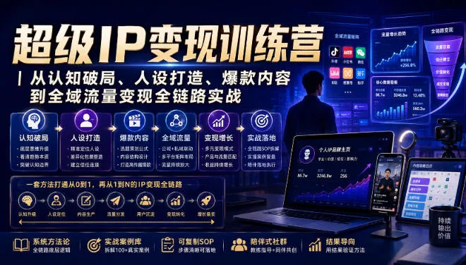超级IP变现训练营|从认知破局、人设打造、爆款内容到全域流量变现全链路实战-卓越网创