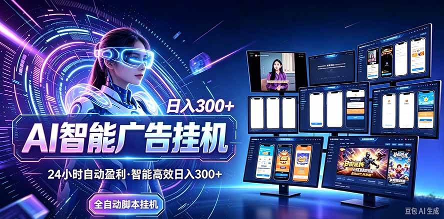 （20900期）24小时AI广告挂机｜在家就能做的被动副业-卓越网创