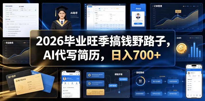 2026毕业旺季搞钱野路子,AI代写简历,日入700+【揭秘】 2026毕业旺季搞钱野路子,AI代写简历,日入700+【揭秘】