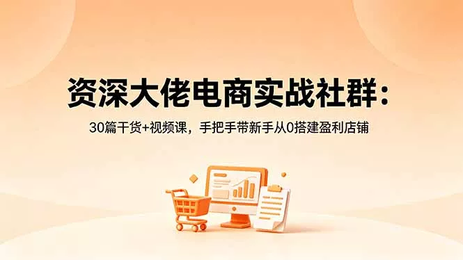 资深大佬电商实战社群:30篇干货+视频课,手把手带新手从0搭建盈利店铺-卓越网创
