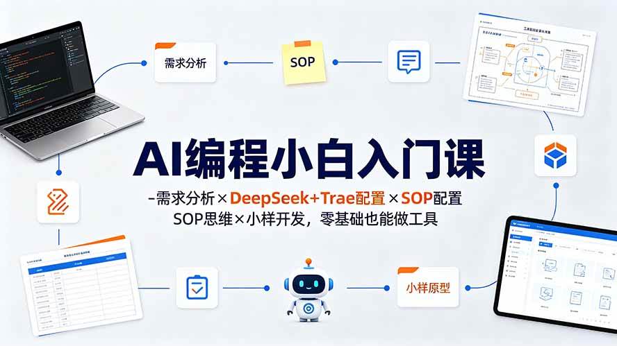 (19539期)AI编程小白入门课-需求分析×DeepSeek+Trae配置×SOP思维×小样开发,零基础也能做工具 (19539期)AI编程小白入门课-需求分析×DeepSeek+Trae配置×SOP思维×小样开发,零基础也能做工具