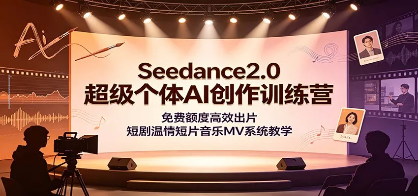 Seedance2.0超级个体AI创作训练营：免费额度高效出片，短剧温情短片音乐MV系统教学-卓越网创