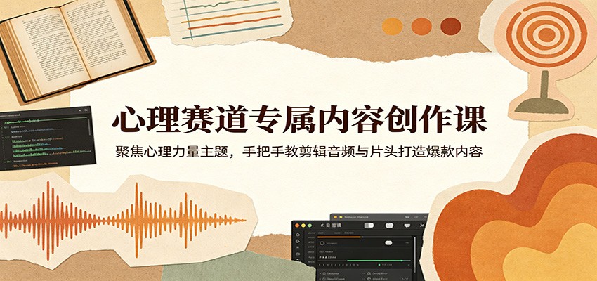 心理赛道专属内容创作课:聚焦心理力量主题,手把手教剪辑音频与片头打造爆款内容-卓越网创