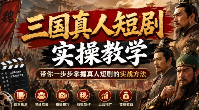 三国真人短剧实操教学,带你一步步掌握真人短剧的实战方法 三国真人短剧实操教学,带你一步步掌握真人短剧的实战方法