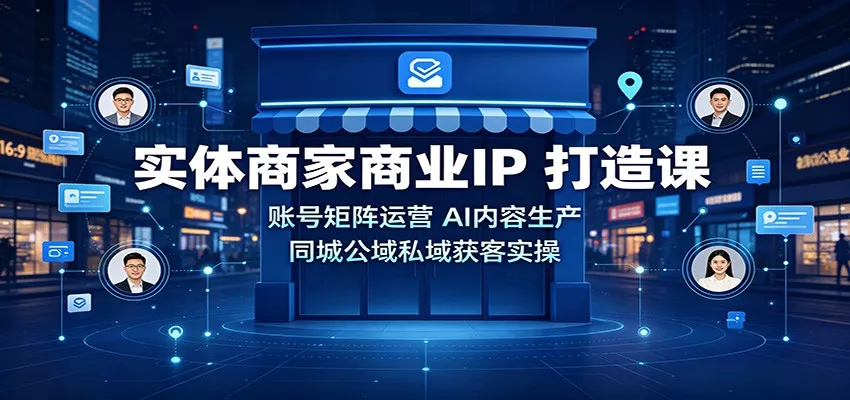 实体商家商业IP打造课：账号矩阵运营，AI内容生产，同城公域私域获客实操-卓越网创