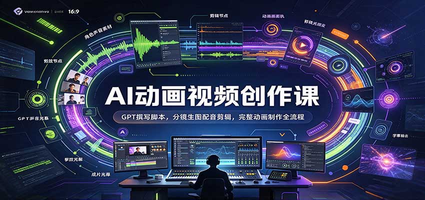 AI动画视频创作课：GPT撰写脚本，分镜生图配音剪辑，完整动画制作全流程-卓越网创