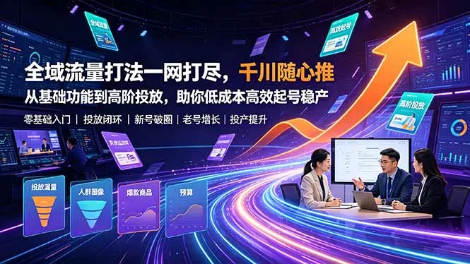 全域流量打法一网打尽,千川随心推从基础功能到高阶投放,助你低成本高效起号稳产 全域流量打法一网打尽,千川随心推从基础功能到高阶投放,助你低成本高效起号稳产