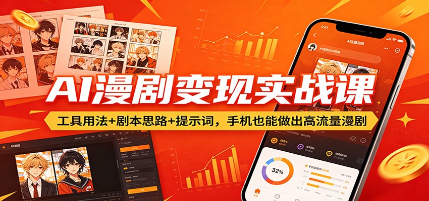 AI漫剧变现实战课:工具用法+剧本思路+提示词,手机也能做出高流量漫剧-卓越网创
