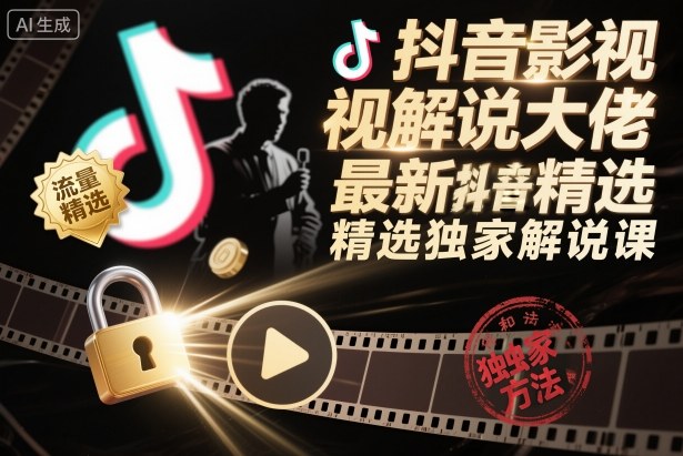 抖音影视解说大佬最新抖音进精选和独家方法,精选独家解说课(更新26年3月)-卓越网创