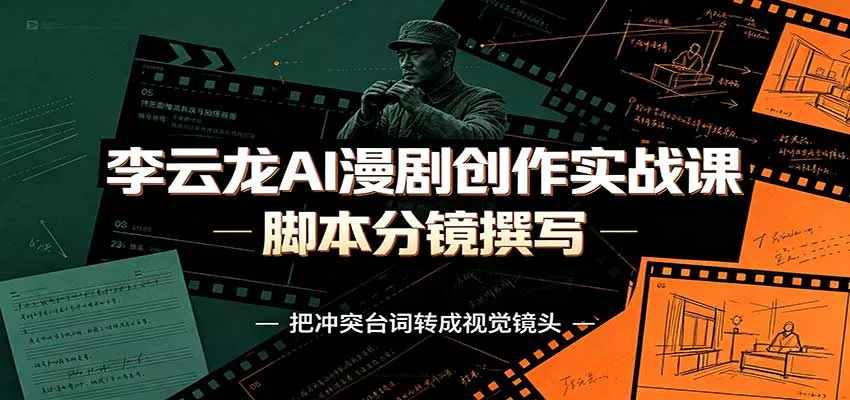 李云龙AI漫剧创作实战课:角色人设还原,脚本分镜撰写,AI漫剧成片完整制作教学-卓越网创