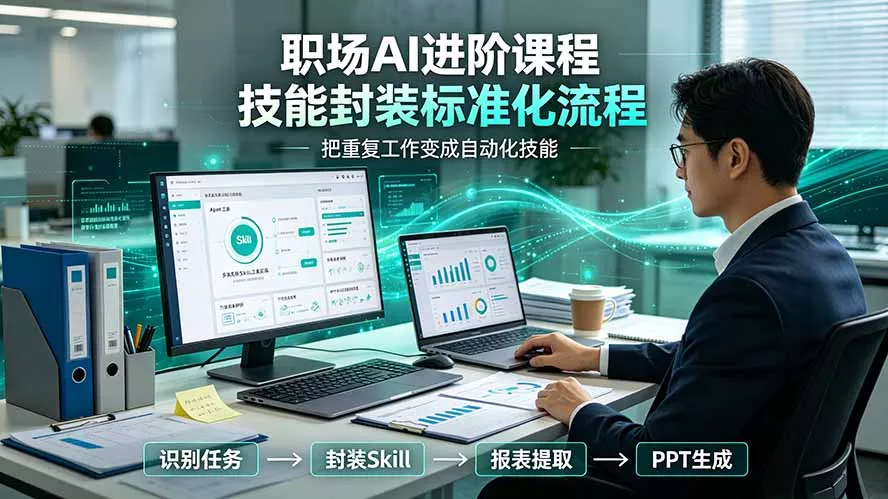 职场AI进阶课程;多类实用Skill工具实操,专属技能封装标准化流程,报表行业报告一键提取核心内容 职场AI进阶课程;多类实用Skill工具实操,专属技能封装标准化流程,报表行业报告一键提取核心内容