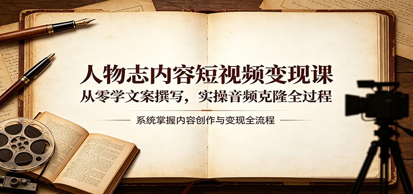 人物志内容短视频变现课：从零学文案撰写，实操音频克隆全过程-卓越网创