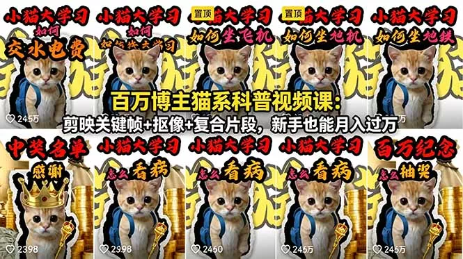 百万博主猫系科普视频课:剪映关键帧+抠像+复合片段,新手也能月入过万 百万博主猫系科普视频课:剪映关键帧+抠像+复合片段,新手也能月入过万