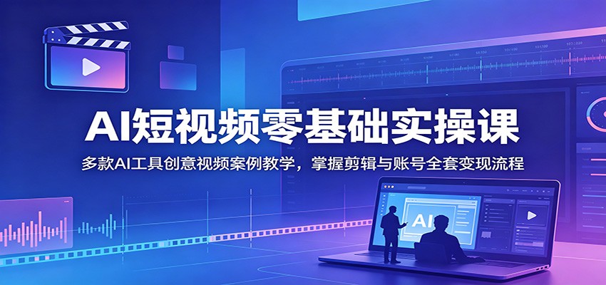 AI短视频零基础实操课:多款AI工具创意视频案例教学,掌握剪辑与账号全套变现流程 AI短视频零基础实操课:多款AI工具创意视频案例教学,掌握剪辑与账号全套变现流程