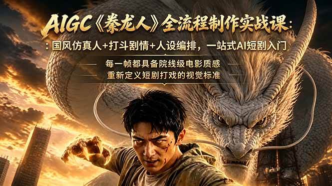 (18849期)AIGC《豢龙人》全流程制作实战课:国风仿真人+打斗剧情+人设编排,一站式AI短剧入门-卓越网创