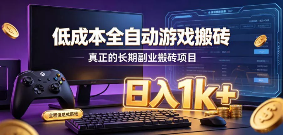 低成本全自动游戏搬砖,真正的长期副业搬砖项目,日入1k+,全程傻瓜式落地【揭秘】 低成本全自动游戏搬砖,真正的长期副业搬砖项目,日入1k+,全程傻瓜式落地【揭秘】